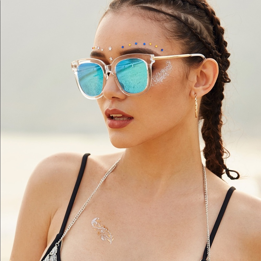 Clear Frame Mirror Lens Sunglasses